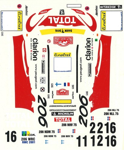 Decal peugeot 206 wrc - 1/24,