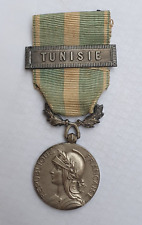 Médaille coloniale, argent , barrette en argent "Tunisie" ,poinçonnée