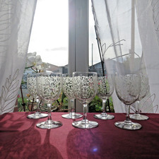 7 verres à vin ou a porto en cristal gravé de Baccarat modèle riviera 11,5 cm
