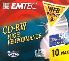 PACK 10 CD-RW VIERGES EMTEC