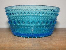 Jolie Coupelle Verre Perlé Bleu Turquoise par Oiva Toikka Kastehelmi Nuutajärvi