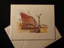 Carte de voeux Cie navigation PAQUET lancement paquebot LYAUTEY à la seyne