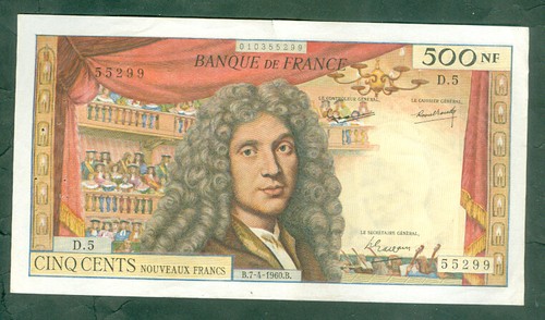 Rare billet 500nf molière - billet,