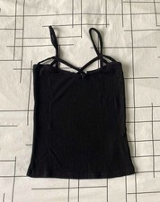 Top femme noir cotelé à fines bretelles Taille XS (32)