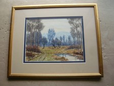 PAYSAGE  DE PLAINE PRES DE GRENOBLE SIGNE GIRARD DATE 1946 PEINTRE GRENOBLOIS