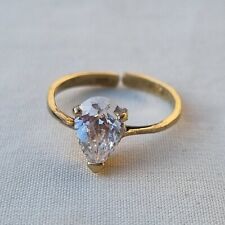 Ancienne Belle Bague Argent Vermeil - Pierre Précieuse Taille Réglable 54-60