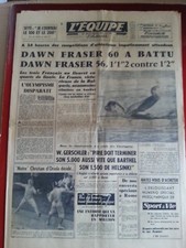 journal  l'équipe 30/08/60  JEUX OLYMPIQUES ROME 1960 DAWN FRASER ORIOLA KOPA