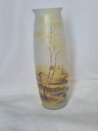 Vase verre opalescent peint - vase,