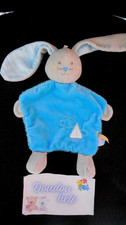 doudou plat lapin gris bleu
