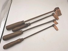 outil ancien lot 4 fer à souder de zingueur tête en cuivre 