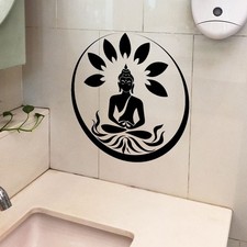 Sticker Mural Lotus Mandala Design Matériau PVC Amovible pour Décoration Chamb