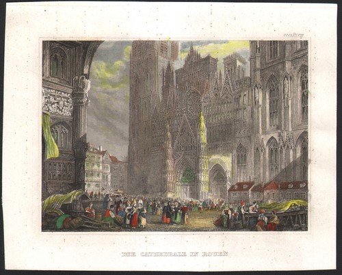 1839 gravure aquarellée rouen - 1839,
