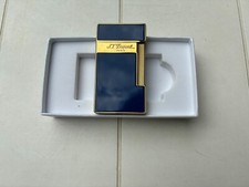 Briquet Dupont Slimmy laqué bleu et doré.