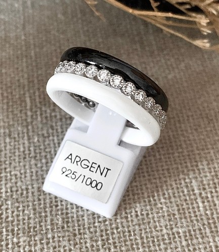 Bague céramique noir - bague,