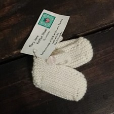 Mary jane knitted baby girl booties ivory pink buttons 0-6 month nwt