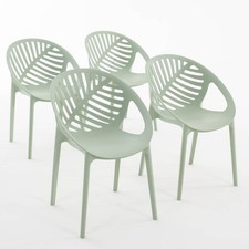 4/6 chaises de jardin fauteuils en polypropylène empilables avec accoudoirs...