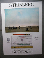 STEINBERG Saul Affiche originale 1973 Crayon Plume Encre Cheval Charrette