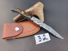 Pliant Lame Acier Damas Manche