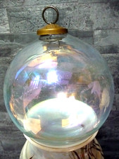 TRES ANCIENNE BOULE DE NOÊL VITRINE PARIS en VERRE irisé DECO SAPIN