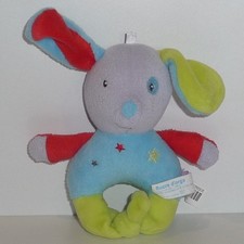 Doudou Hochet Lapin Sucre d'Orge - Bleu vert