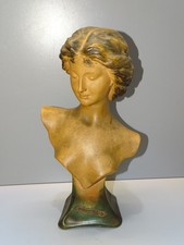 -SUPERBE BUSTE ART NOUVEAU TERRE CUITE  avec sa plaque OLILI par V MAUGER   D