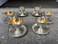 Service à Moka 6 tasses et 6 soucoupes en argent massif poinçon Autriche