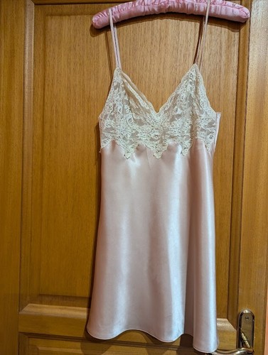 Nuisette satin rose dentelle - satin,