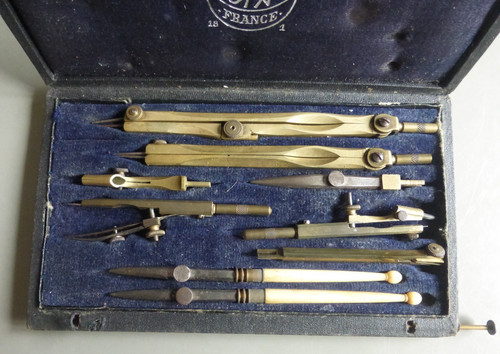 Ancien coffret compas unis - ancien,