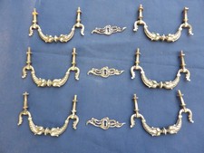 6 poignées 3 entrées laiton tiroirs meuble commode Henri II Long 13,2 cm ancien