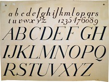 ALPHABET Gde Affiche Gouache Police Caractères MINUSCULES MAJUSCULES TYPOGRAPHIE
