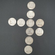FRANCE, Lot de 10 pièces de 10 Francs Turin, 1931, 32, 33, 34 (argent)