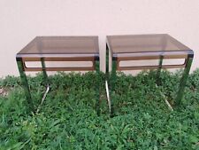 X2 Tables d'appoint Marc Berthier Prisunic plexiglas acrylique fumé vintage 1970