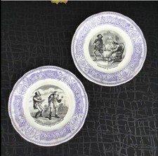2 Assiettes Parlantes Digoin-Sarreguemines, (1875-1900)