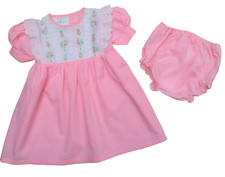 Ensemble culotte et robe rose avec broderie - 12 mois pour bébé ou poupée poupon