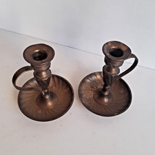 Paire Bougeoir Bronze Laiton