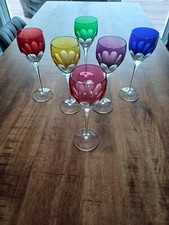  6 Verres  A VIN Rouge  Et  4Liqueur CRISTAL Colore Style Saint Louis Baccarat ?