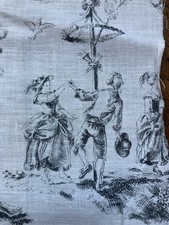 Coupon De Tissu Paysage Pastoral Scene Galant Cupids Amour Toile De Jouy