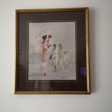 unique ! Aquarelle ORIGINALE MAURICE FILLONNEAU "Sari Rose" Réf. Galerie 40x46cm