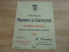 etiquette vin Chateau Magnan Gaffelière 1989 Saint Emilion Grand cru wine label