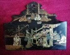 Ancien Porte-lettres/Porte-courriers Papier Mâché Décor Japonisant Napoléon III