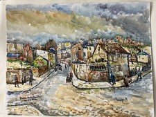 Tableau Robert L P Lavoine - huile - Paris Ménilmontant rue de la mare - signé