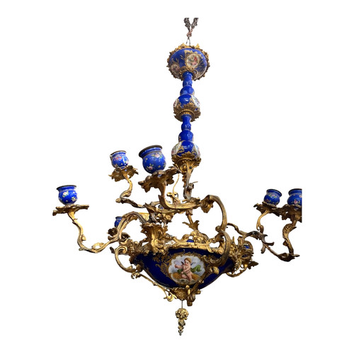 Lustre porcelaine bleu - lustre,