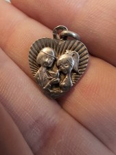 Médaillon les amoureux de Peynet Coeur médaille argent Pendentif Poinçon Paon