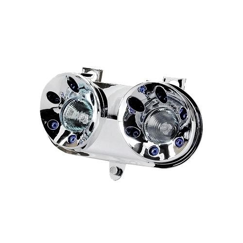 Phare halogène chrome bleu - phare,