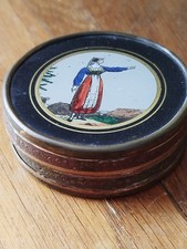 boîte ancienne Fixé Sous Verre XIX Ème Bonbons  Dragées Costume