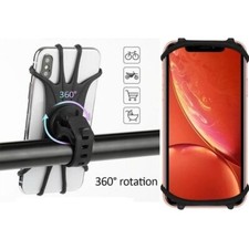 Support Vélo Téléphone Universel Moto Rotation 360° Extensible GPS Silicone Noir