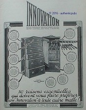 PUBLICITE INNOVATION MALLE ARMOIRE PORTE HABITS MODELE LUXE DE 1927 FRENCH AD