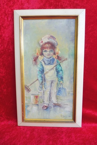 Beau ancien tableau - tableau,, fille