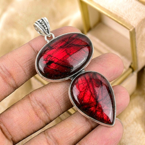 Red flash labradorite gemstone - flash,