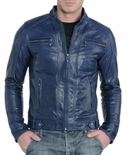 Manteau veste de motard bleu